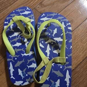 Kids Blue and Green Shark Flip Flops